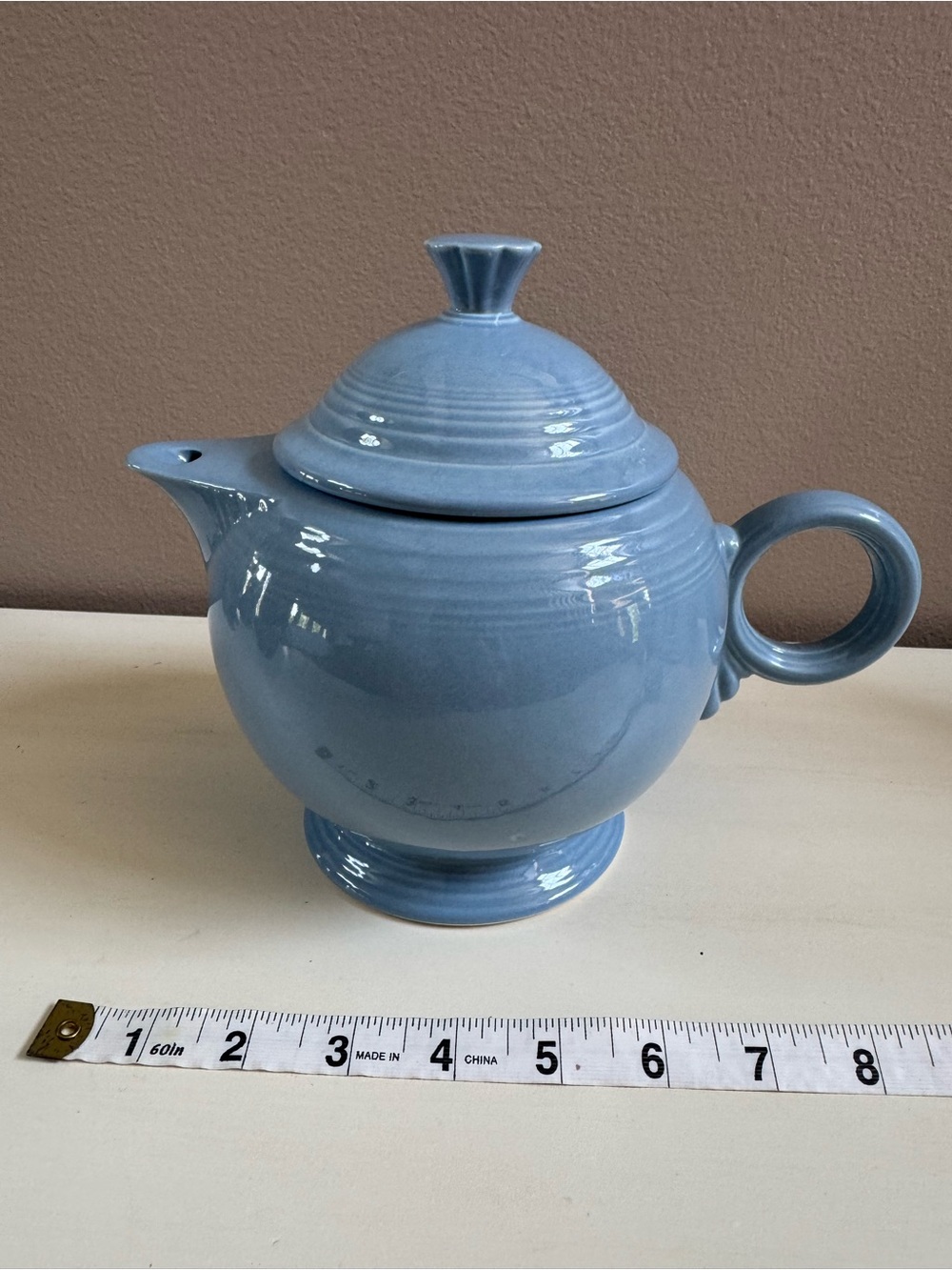 Fiesta Blue Ceramic Teapot with Lid vintage glossy ceramic heavy durable - Picture 2 of 7